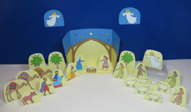 Colour and Cut Out Full Nativity display